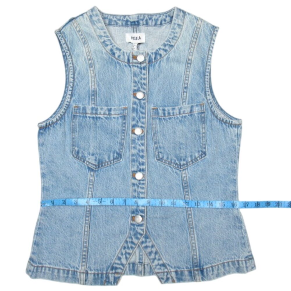 Pistola Gia Fitted Collarless Denim Vest Gaze 100% Cotton M - Picture 4 of 14